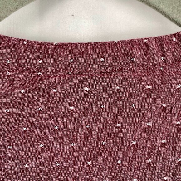 St. John's Bay 100% Cotton Button Down Boxy Puff Sleeve Plum Blouse Women's 1X - Picture 11 of 14